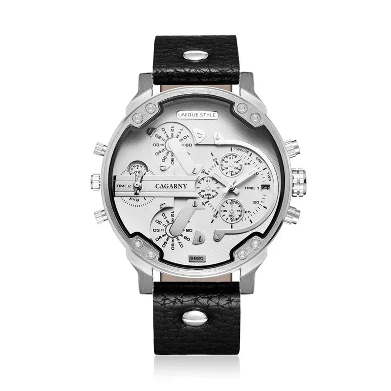 Luxury Top Brand Men's Big Dial Watch | Fashion Leather Band Quartz Wristwatch | Date Function Iced Out Watch | Relogio Masculino 2026 | Caratix - CaratixJewelry